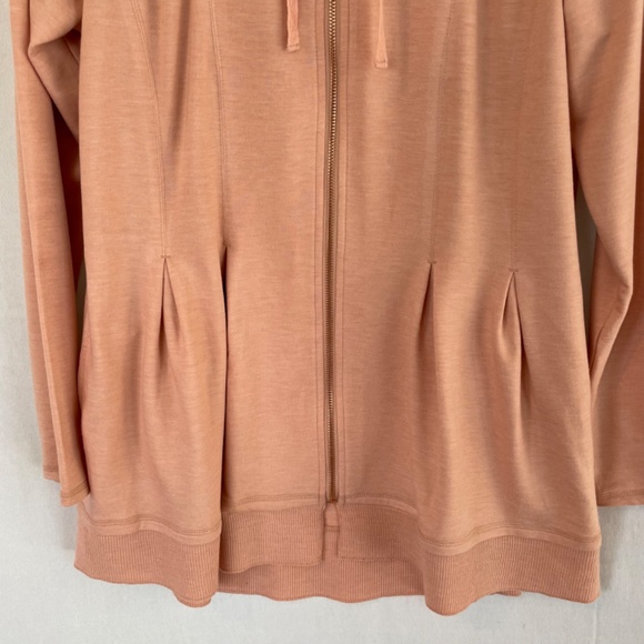 LOGO LOUNGE Size Med Full Zip Lightweight Hoodie Sweatshirt Jacket Pockets Peach - Picture 3 of 8